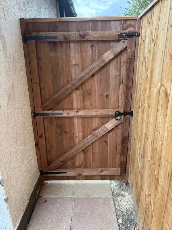 Braced timber gate hand-built by Fortify Fencing